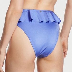 VICTORIA SECRET SWIM FLOUNCY BRAZILIAN BIKINI BOTTOM Azure blue, size L